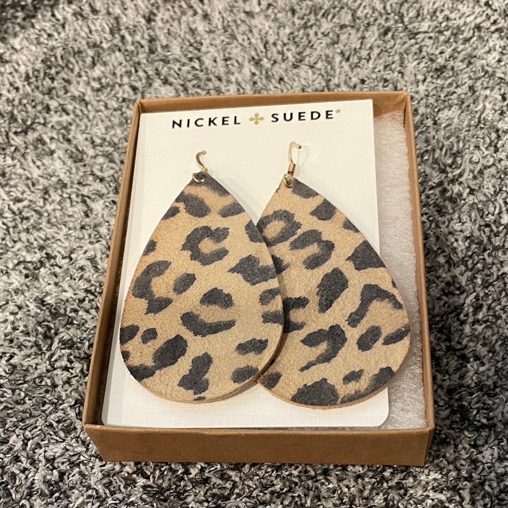 Nickel + Suede Leopard Print Earrings